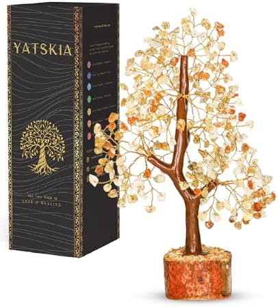 YATSKIA Citrine Tree | Gemstone Money Tree Feng Shui Crystals Decor | Bonsai Tree Decor | Feng Shui Money Tree | Birthday Gifts for Women | 10 Inch 300 Beads by YATSKIA