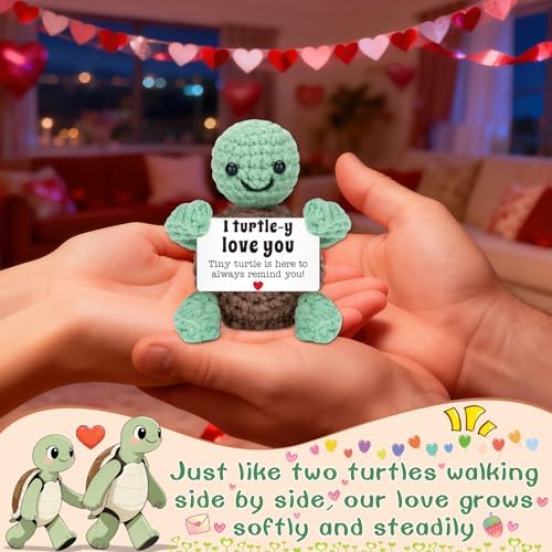 4THFARMES Mini Funny Turtle Crochet for Her Him, Wife Husband Girlfriend Boyfriend I Love You Gifts, Anniversary Birthday Gifts Small Cute Stuff Things, Turtle Easter Decorations Decor - Image 2