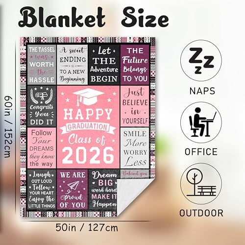 Graduation Gifts Blanket 60’’X50’’, Graduation Decorations Gift for Her/Women, Class of 2026, College/Masters Degree/High School Graduation Present - Image 7