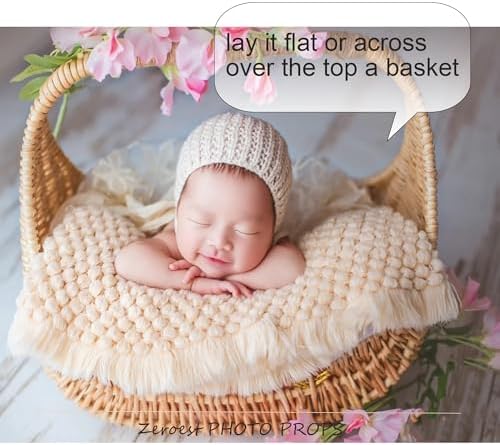 Zeroest Newborn Baby Photography Props Basket Filler Blanket (Beige) - Image 4