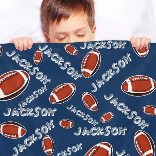 Personalized Baby Blankets for Girls Boys, Custom Baby Blanket with Name Swaddle Toddler Fleece Blanket Personalized Gift Football Text - Image 4