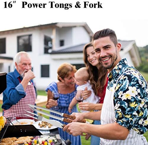 Romanticist 23pcs Stainless Steel BBQ Grill Tools & Accessories Kit, Brown - Image 6