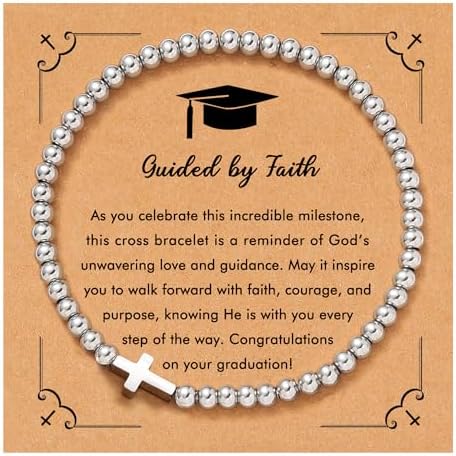 RZKING Graduation Gifts for Women, Dainty Silvery Beaded Bracelet for Women by RZKING