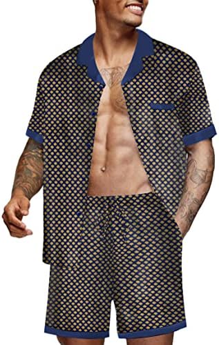 Ekouaer Men Silk Pajamas Set 2 Pieces Satin Pj Button Down Loungewear Sets by EKOUAER