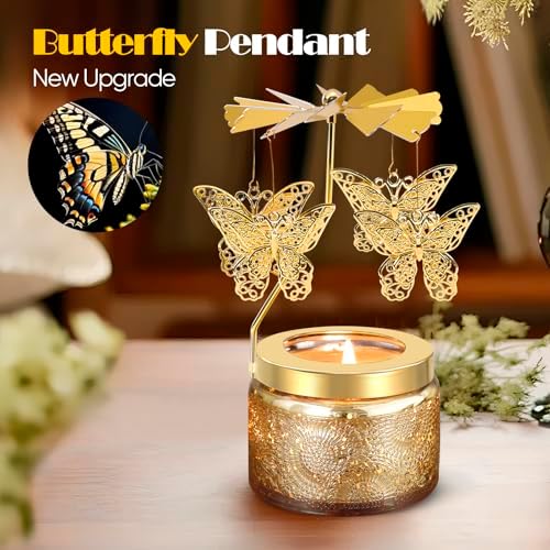 Curimama Rose Butterfly Rotating Scented Candle Gift for Women Mom - Image 3