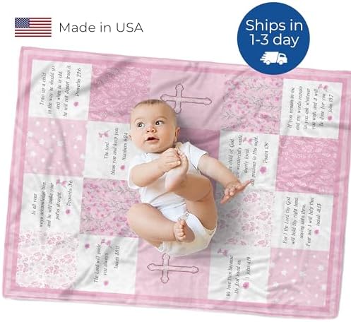 MDPrints Baptism Blanket for Girls, Customized Baptism Gifts for Girl, Personalized Baby Blankets for Girls with Name (Baptism DK19) - Image 2