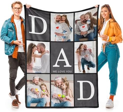 inkArts Gifts for Dad Customized Blanket with Photo, Make a Personalized Fathers Day Blankets with Picture to My Dad Custom Memories Souvenir Throw Blanket for Best Daddy Ever by inkArts