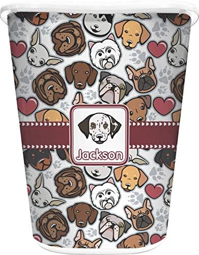 RNK Shops Personalized Dog Faces Waste Basket - Double Sided (White) by Unknown