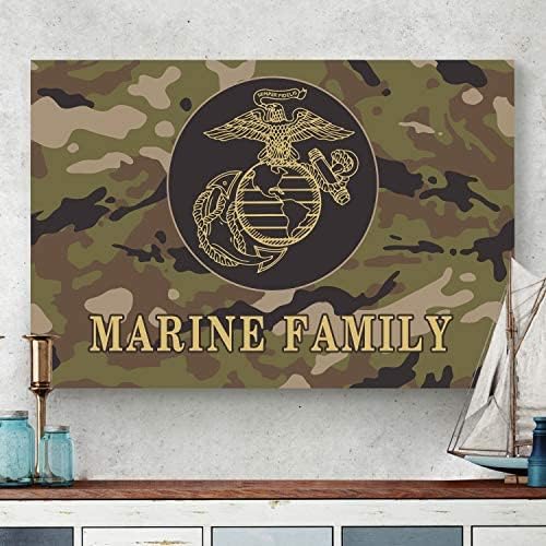 Renditions Gallery Nature Military Wall Art Home Paintings & Prints Artwork Fierce American Marine Crest Modern Patriotic Modern Decorations for Bedroom Office Kitchen - 30"x40" LT25