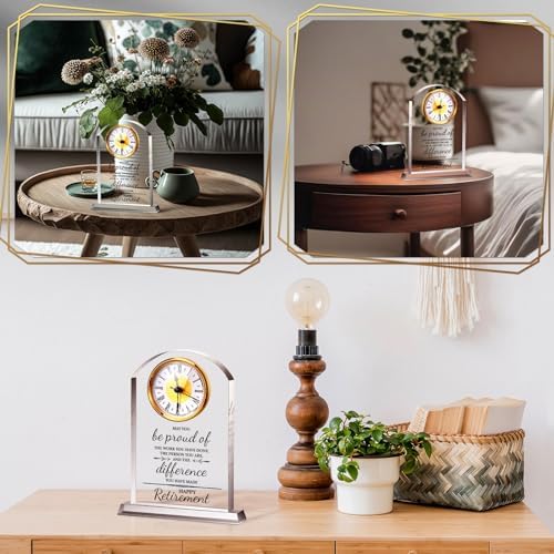Landical Retirement Clock Gifts for Women Men Happy Desk Acrylic Clock - Image 5