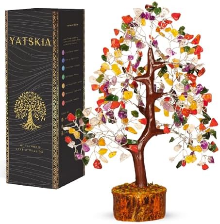 YATSKIA Mix Chakra Crystal Tree | Gemstone Tree | Healing Crystals Gift | Chakra Tree of Life | Crystals and Gemstones | Birthday Gifts for Women | 10 Inch 300 Beads by YATSKIA