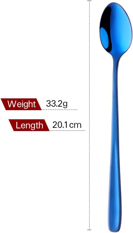 Buyer Star Long Handle Iced Tea Spoons Set of 6, 8 inch 18/10 Heavy Duty Coffee Spoon Sets for Mixing, Cocktail Stirring, Tea, Coffee, Milkshake, Cold Drink