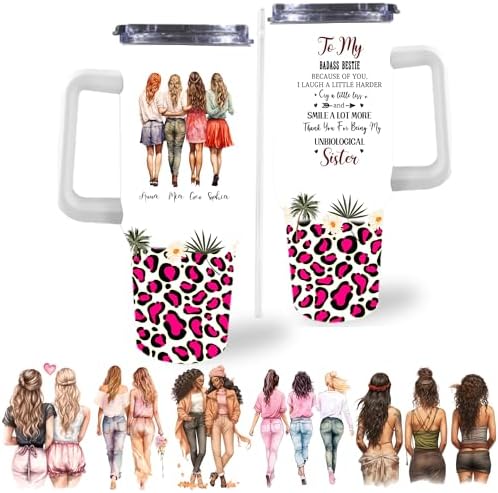 Personalized Best Friend Tumbler with Handle and Straw for Women, Custom Bestie Coffee Tumbler with Name 40oz, Friendship Gifts for Women Friends, Friend Gifts, Bestie Gifts for Birthday Christmas by Artsadd
