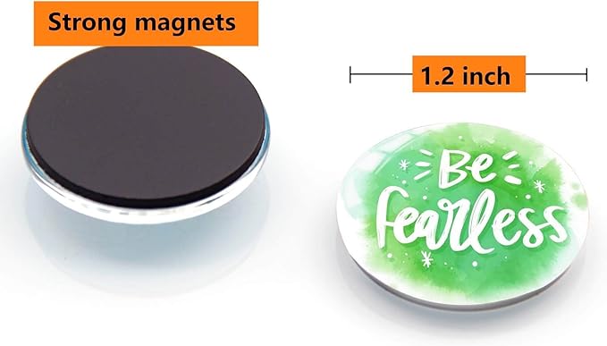 12Pcs Glass Refrigerator Magnets - Fridge Magnets Decoration for Classroom, Locker, Office Whiteboards, Cabinet, Dishwasher and Magnetic Surfaces (Inspirational Quote)