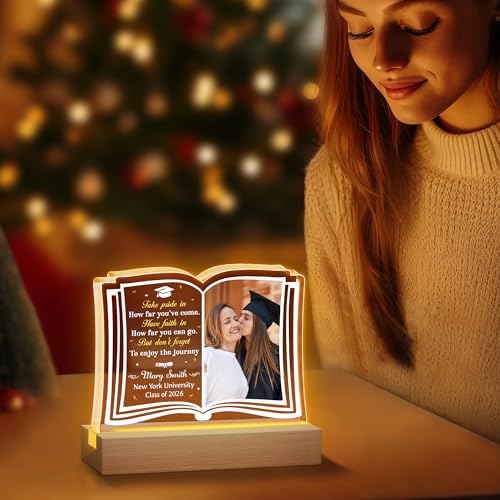 Hyturtle Personalized Graduation Night Light - Custom Night Light with Picture - Graduation Plaque Inspirational College Grad Gifts for Daughter from Mom - Senior 2026 Graduation Gifts Her Him - Image 5
