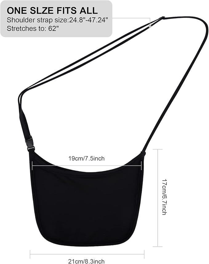 Hidden Wallet, Travel Hidden Wallet Under Clothes, Undergarment Crossbody Secert Body Pouch for Passport Money & Valuables (Black)