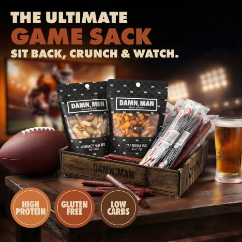Beef Jerky Gift Basket for Men with Nuts, 12pc Meat Snack Food Variety Box, Unique Food Gift Idea for Birthday, for Husband, Family, Care Package for Guys, Adults, Fathers Day Gift - Image 3