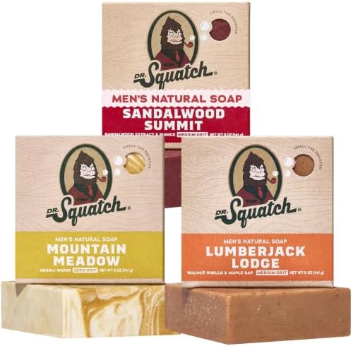 Dr. Squatch Natural Men’s Bar Soap, Body Soap Bar (5oz, 3-Pack) by DrSquatch