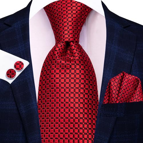 Hi-Tie Lot 5 Pcs Gift Box Mens Tie Set Necktie with Pocket Square Cufflinks Silk Neck Tie Collection - Image 5