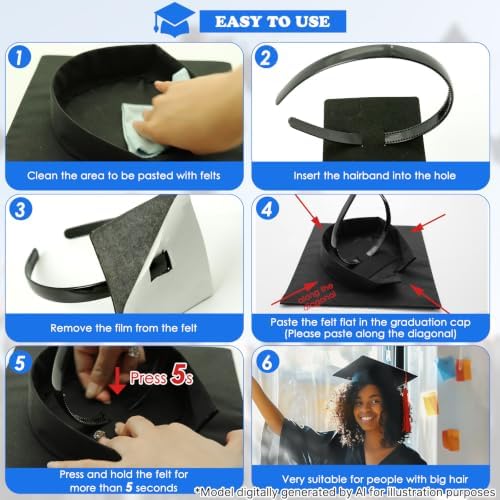 2 Pcs Black Graduation Cap Headband for Graduation Day - Image 3