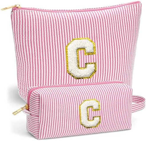 Travel Makeup Bag Set - Initial Cosmetic Bag Cute Stuff, Gifts by Fohufo