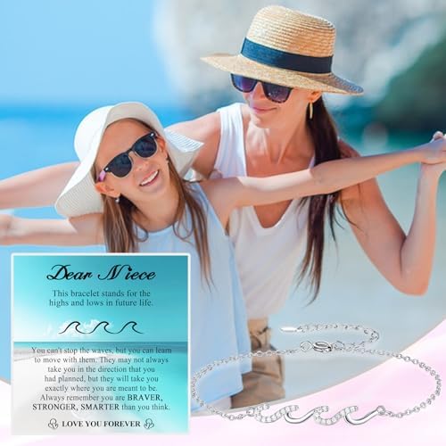 Gifts for Women, Cool Waves Bracelet Christmas Birthday Gift for Happy Birthday 21st, 30th, 40th, 50th, 60th Birthday Gift Ideas for Women Ladies Bestie Friend Sister Mom Daughter Wife Grandma - Image 3
