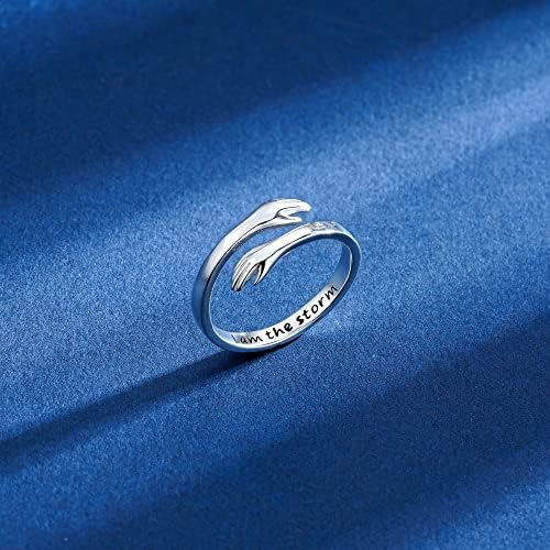 Yesteel S925 Sterling Silver Hug Ring for Women Teen Girls, Adjustable Ring Jewelry Mothers Day Birthday Gifts for Daughters Mom Sister Wife Friends Grandma - Image 3