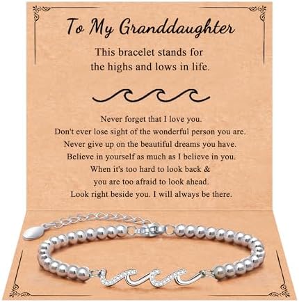 QWNHONEY Waves of Life Bracelet Inspirational Birthday Gifts for Bestie Sister 16th 18th 21st 30th 40th 50th 60th Birthday Gifts for Women by QWNHONEY