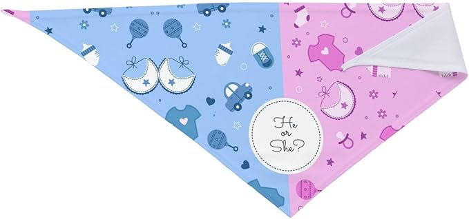 He Or She What Will It Be? Gender Reveal/Baby Announcement Dog Bandana,Pet Neckerchief for Pets Daily Wear Photo Prop Party Supplies (Cute Pink)