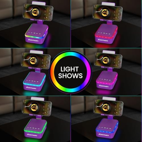 JTEMAN Gifts for Men Women,Cell Phone Stand with Bluetooth Speaker,LED Light,and Lanyard,Cool Tech Gadgets,Unique Birthday Gifts for Men Husband Mom Dad-Purple - Image 4