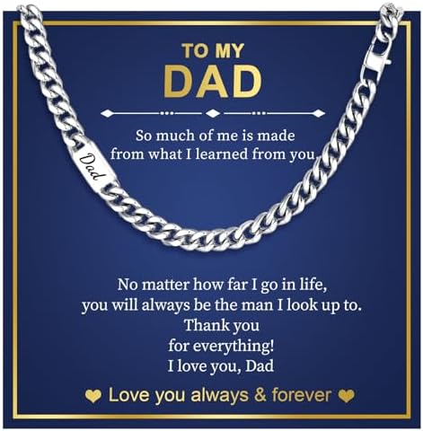 MEALGUET Cuban Link Chain Necklace for Men : Men's 316L Stainless Steel Silver Love You Forever Engraved Curb Chains Necklaces for Son Grandson Nephew Boyfriend, Jewelry Gifts for Birthday Valentines by MEALGUET