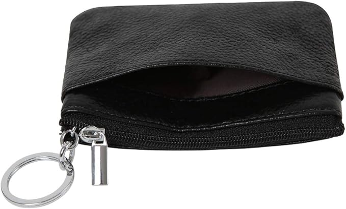 Women's Genuine Leather Coin Purse Mini Pouch Change Wallet with Keychain