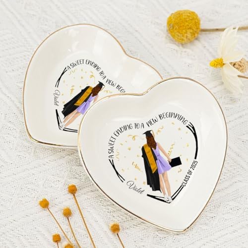 Wrappiness Graduation Jewelry Dish - A Sweet Ending Personalized Custom Trinket Tray, Graduation Gifts for Her, Inspirational Grad Present High School College Graduate Gifts (D03) - Image 4