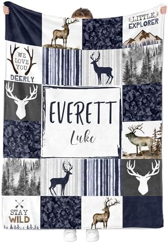 MDPrints Global Personalized Woodland Baby Blanket for Boys, Plush Fleece Blanket for Newborn Boy, Personalized Baby Gifts for Baby Shower, Stroller Blanket - Image 3