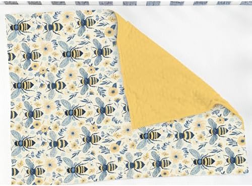 Bees Flowers Baby Blankets for Girl Boy Vintage Bees Boho Wildflowers Soft Mink Dotted Backing Double Layer Swaddle Blanket Bee Floral Spring Summer Bed Throws for Newborn Toddler Nursery 30x40 - Image 3