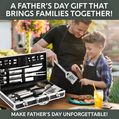 Kaluns Grilling Accessories, Gifts for Men Christmas Grilling Gifts for Dad, Heavy Duty Stainless Steel BBQ Grill Tools Set for Outdoor Grill with Aluminum Case and Apron, Birthday Gifts for Men Dad - Image 3