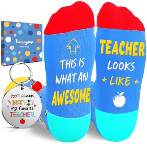 HAPPYPOP Funny Socks with with Keychain - Teacher Appreciation Graduation Gifts for Women Men by HAPPYPOP