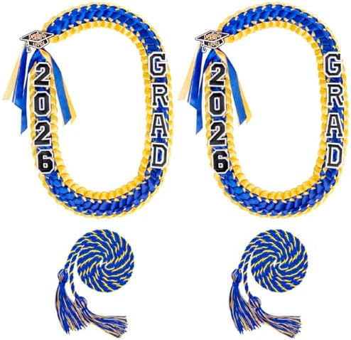 ALKB 2026 Graduation Lei Set - Two-Tone Braided Ribbon with Honor Cord, Unisex Graduation Gift for Graduates, Polyester by ALKB