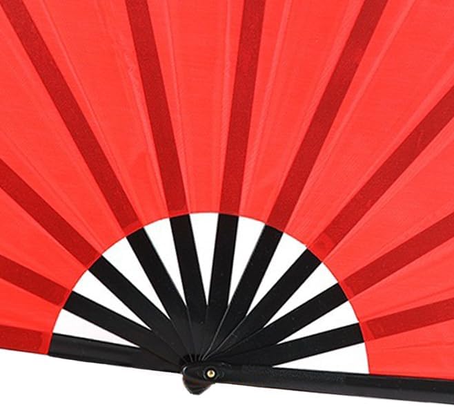 Huralona 5 Pack Large Folding Hand Clap Fan Fabric Rave Popping Fans Chinese Kung Fu Tai Chi Hand Fan Festival Dance Gift Performance Decorations (10 Pack-Red)