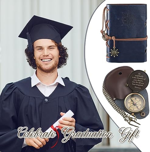 Kanayu 2 Pcs Compass Graduation Gift Compass with Stamped Leather Case and Leather Journal Notebook High School College Graduation Gifts for Him - Image 6
