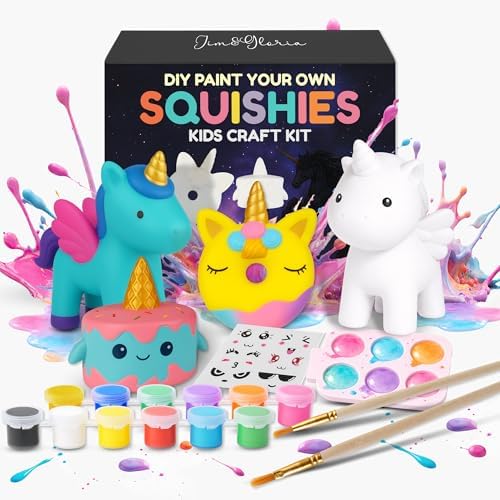 Jim&Gloria Paint Your Own Squishies, Jumbo Squishy Toy Gifts for Girls and Boys 8 9 10 11 12 13 14, Arts and Crafts Squeeze Toys, Party Favors for Birthday, Christmas Gift, Pack of 3 by JimGloria