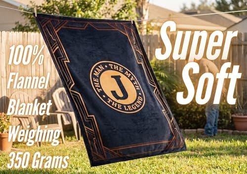 Gifts for Men, Initial Mens Blanket, Birthday Gift for Him, 50"x 65", U - Image 4