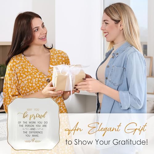 OASSIE Thank You Gifts for Women - Be Proud 4"x4" Ceramic Jewelry Dish Tray - Image 2