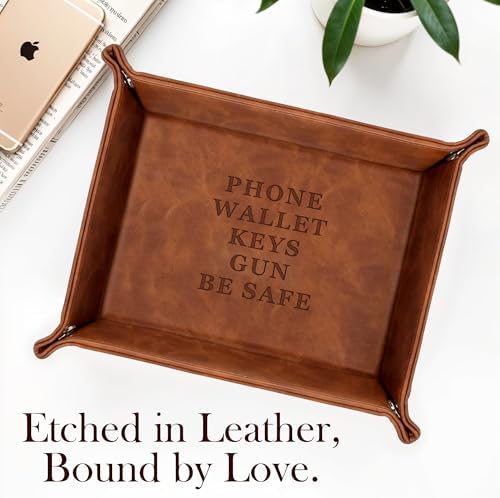 Personalized Engraved Leather Valet Tray with Custom Text, Engraved Gift for Couples – Custom Leather Catchall Organizer for Men & Women Wedding - Image 2