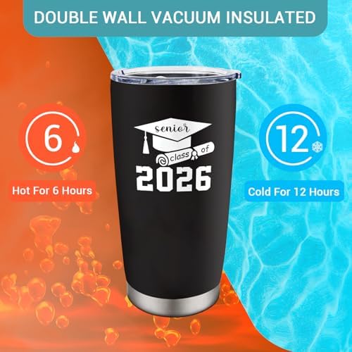 2026 Graduation Gift for Him Her - Senior Class of 2026 Gifts - 20 oz Stainless Steel Tumbler With Lid & Straw - High School/College/Master Degree/PHD Gradution Gifts - Image 6