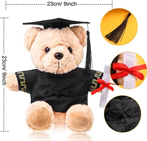 Bear with Graduation Cap Toys Class of 2026 Plush Stuffed Teddy Bear Animal Dog Cap and Gown with Greeting Card and Bag for Graduation Day Gift(Black) - Image 3