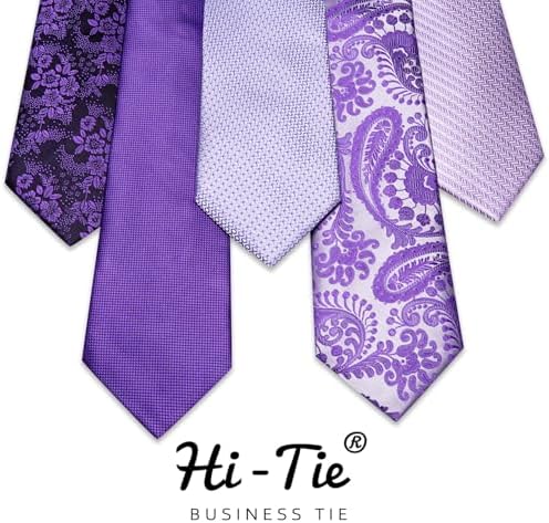 Hi-Tie Lot 5 Pcs Gift Box Mens Tie Set Necktie with Pocket Square Cufflinks Silk Neck Tie Collection - Image 2