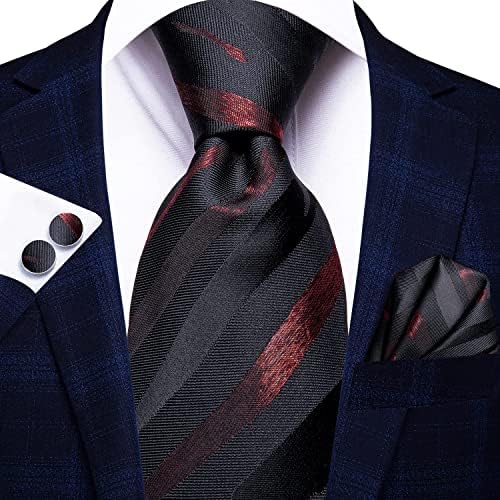 Hi-Tie Lot 5 Pcs Gift Box Mens Tie Set Necktie with Pocket Square Cufflinks Silk Neck Tie Collection - Image 5