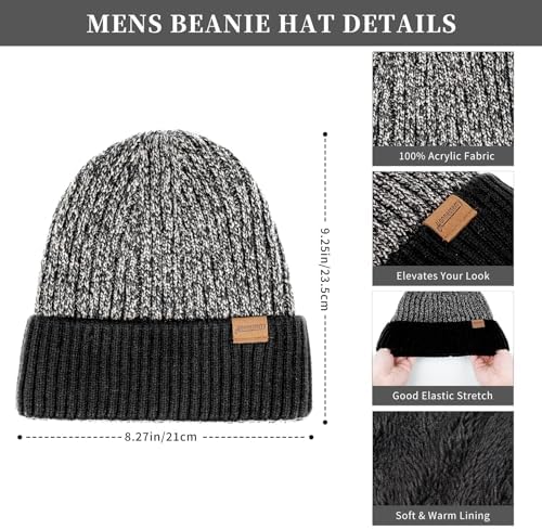 Winter Beanie Hats Long Neck Scarf for Men and Touchscreen Gloves 3PCS Set - Image 2