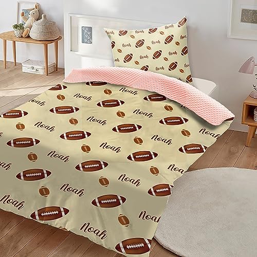 Custom Football Blanket - Personalized Name with Football Patterns - Soft Plush Flannel Blanket with Double Layer Dotted Backing for Baby Toddler Kids Teen Boys Girls Gifts Yellow - Image 3